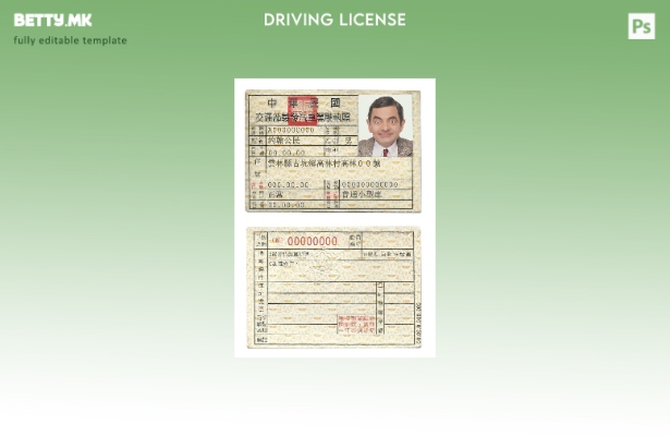 Шаблон за возачка дозвола од Тајван во модерен стил